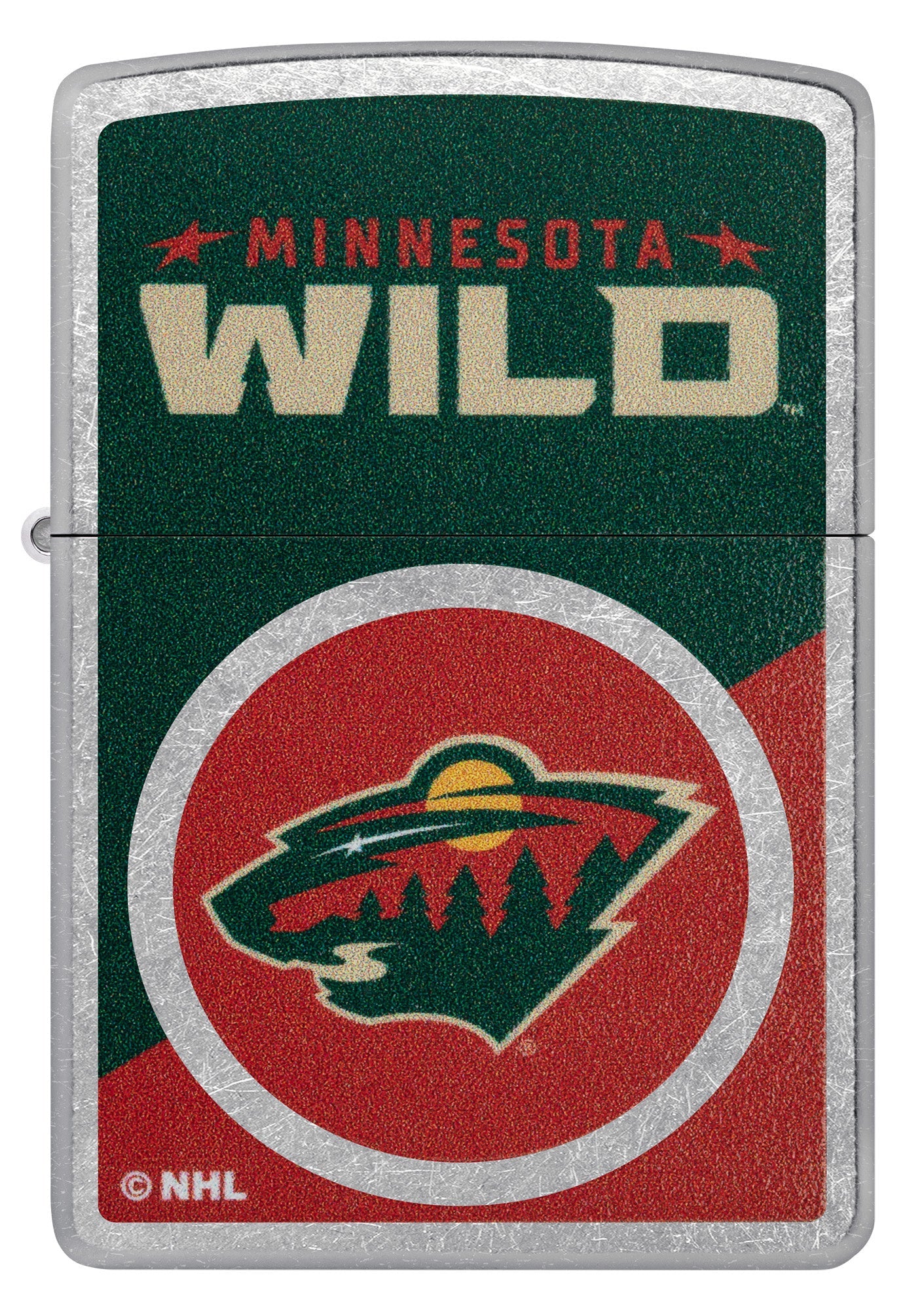Zippo NHL® Minnesota Wild® Colorblock Logo Design Street Chrome™ Windproof Lighter