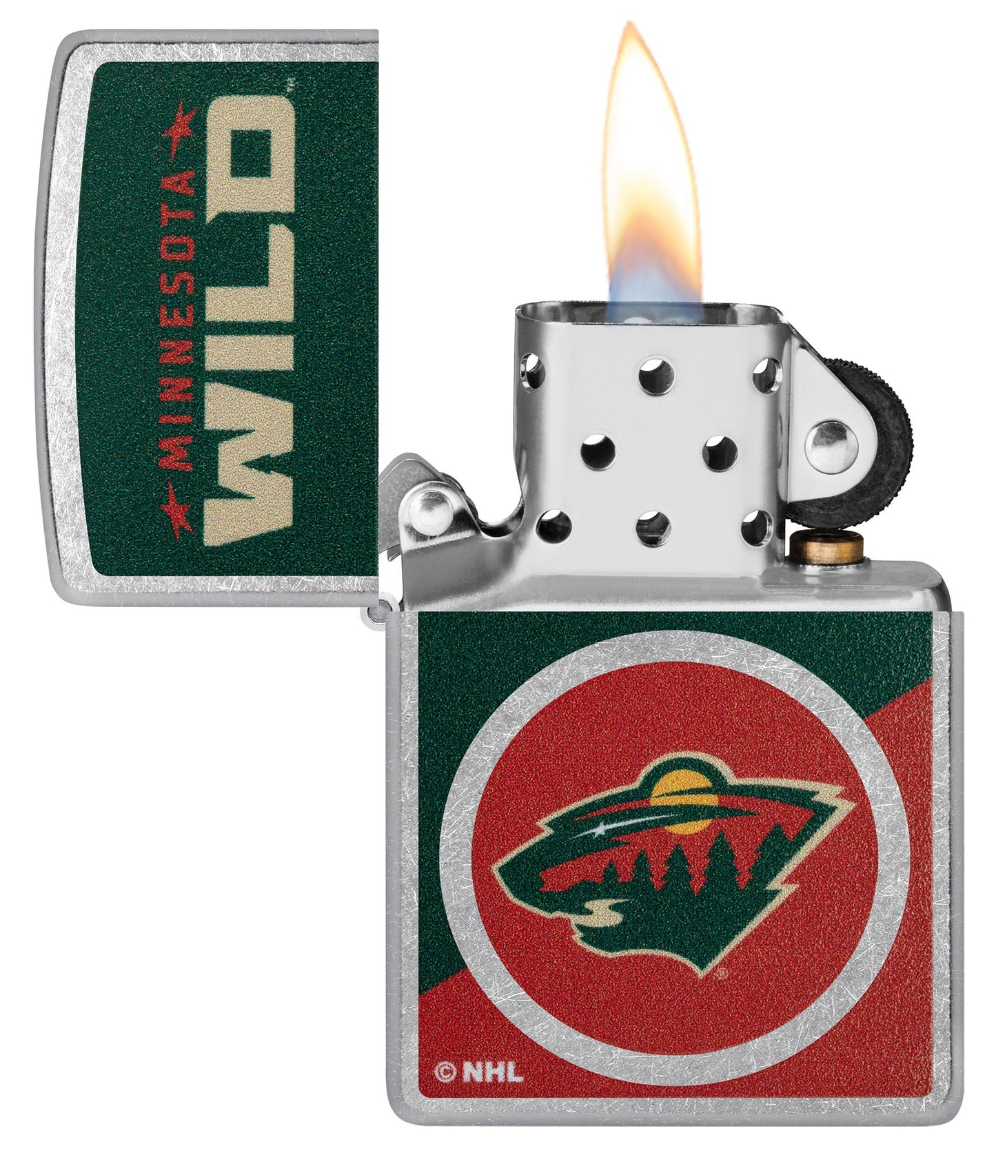 Zippo NHL® Minnesota Wild® Colorblock Logo Design Street Chrome™ Windproof Lighter