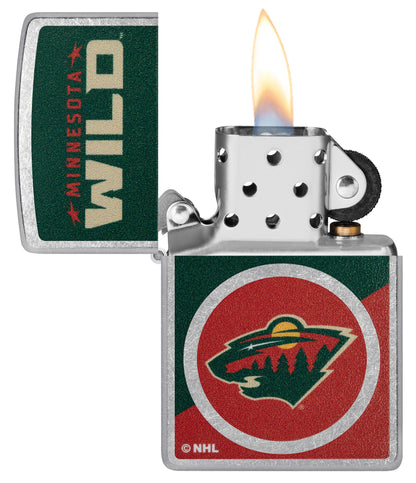 Zippo NHL® Minnesota Wild® Colorblock Logo Design Street Chrome™ Windproof Lighter