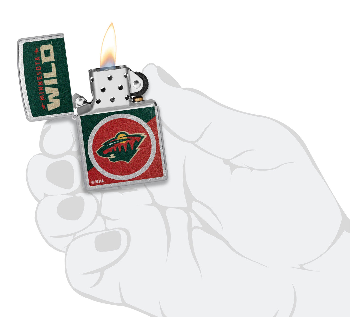 Zippo NHL® Minnesota Wild® Colorblock Logo Design Street Chrome™ Windproof Lighter