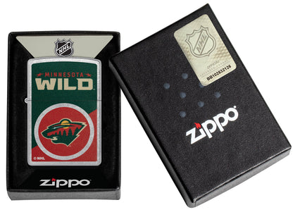 Zippo NHL® Minnesota Wild® Colorblock Logo Design Street Chrome™ Windproof Lighter