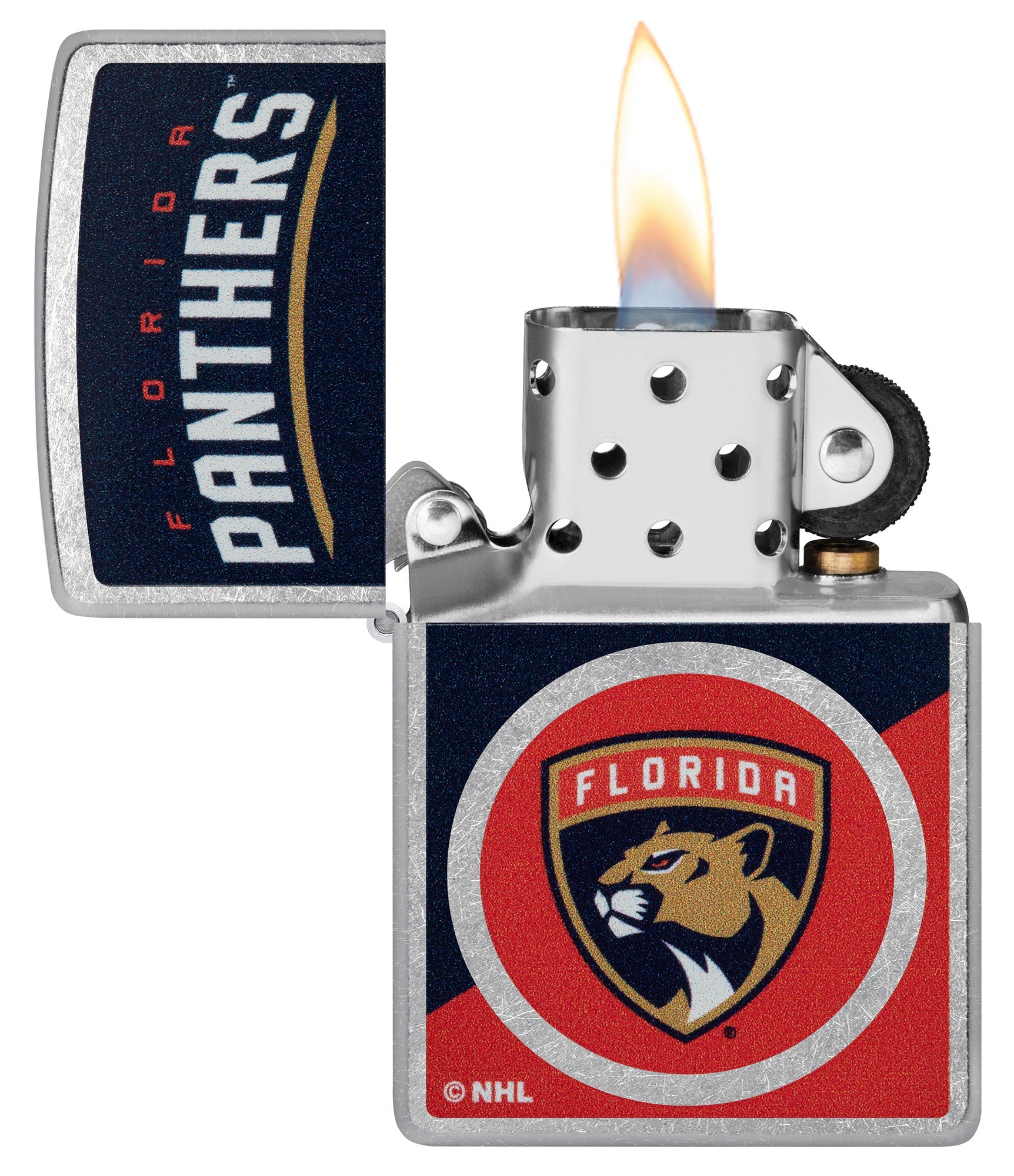 Zippo NHL® Florida Panthers™ Colorblock Logo Design Street Chrome™ Windproof Lighter
