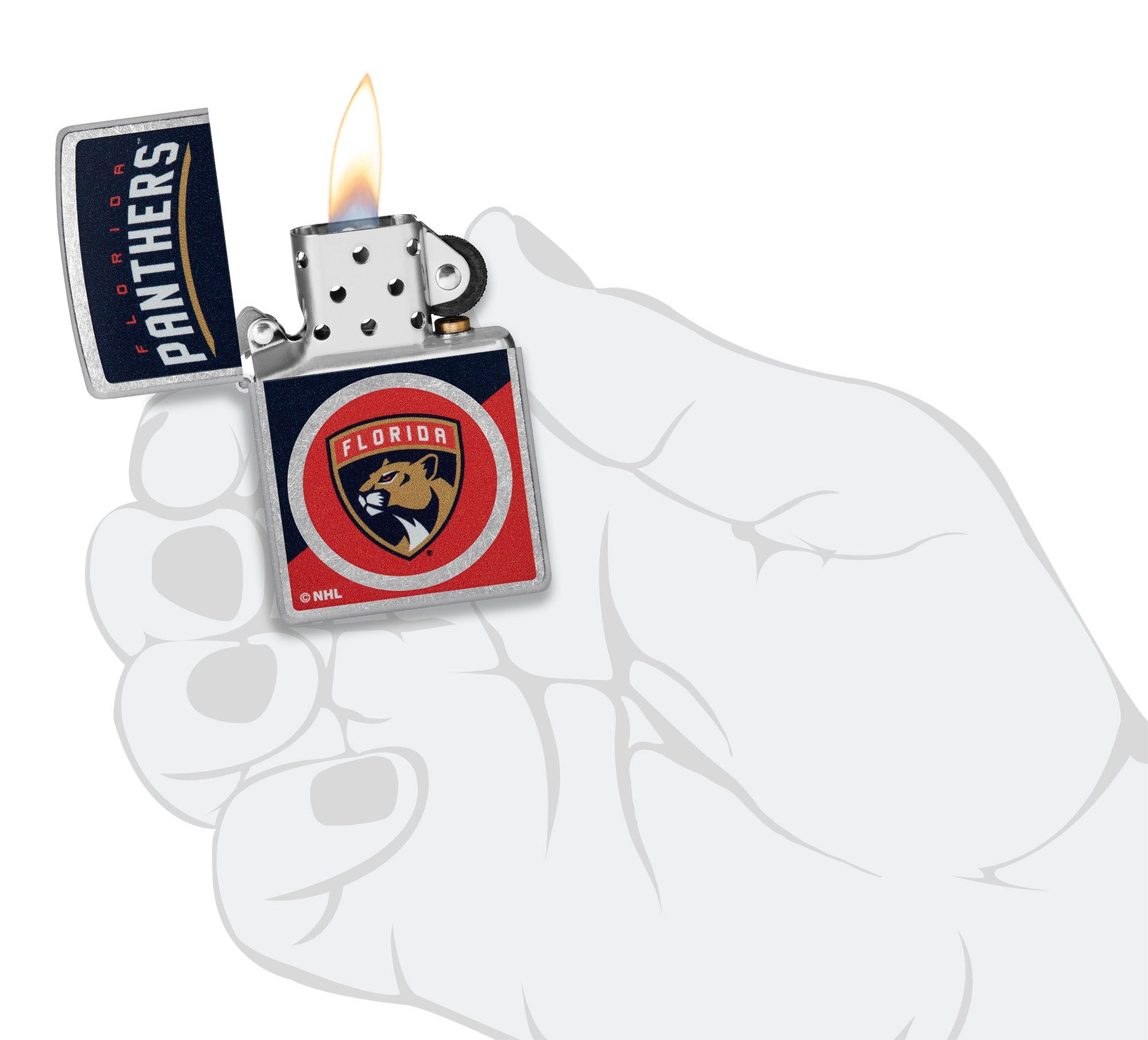Zippo NHL® Florida Panthers™ Colorblock Logo Design Street Chrome™ Windproof Lighter