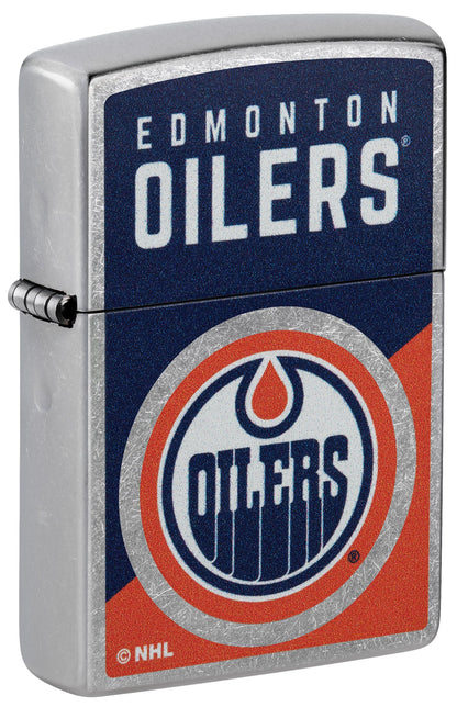 Zippo NHL® Edmonton Oilers® Colorblock Logo Design Street Chrome™ Windproof Lighter