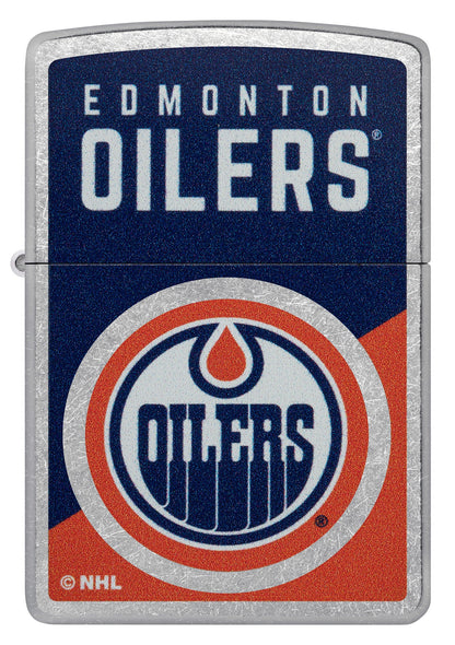 Zippo NHL® Edmonton Oilers® Colorblock Logo Design Street Chrome™ Windproof Lighter