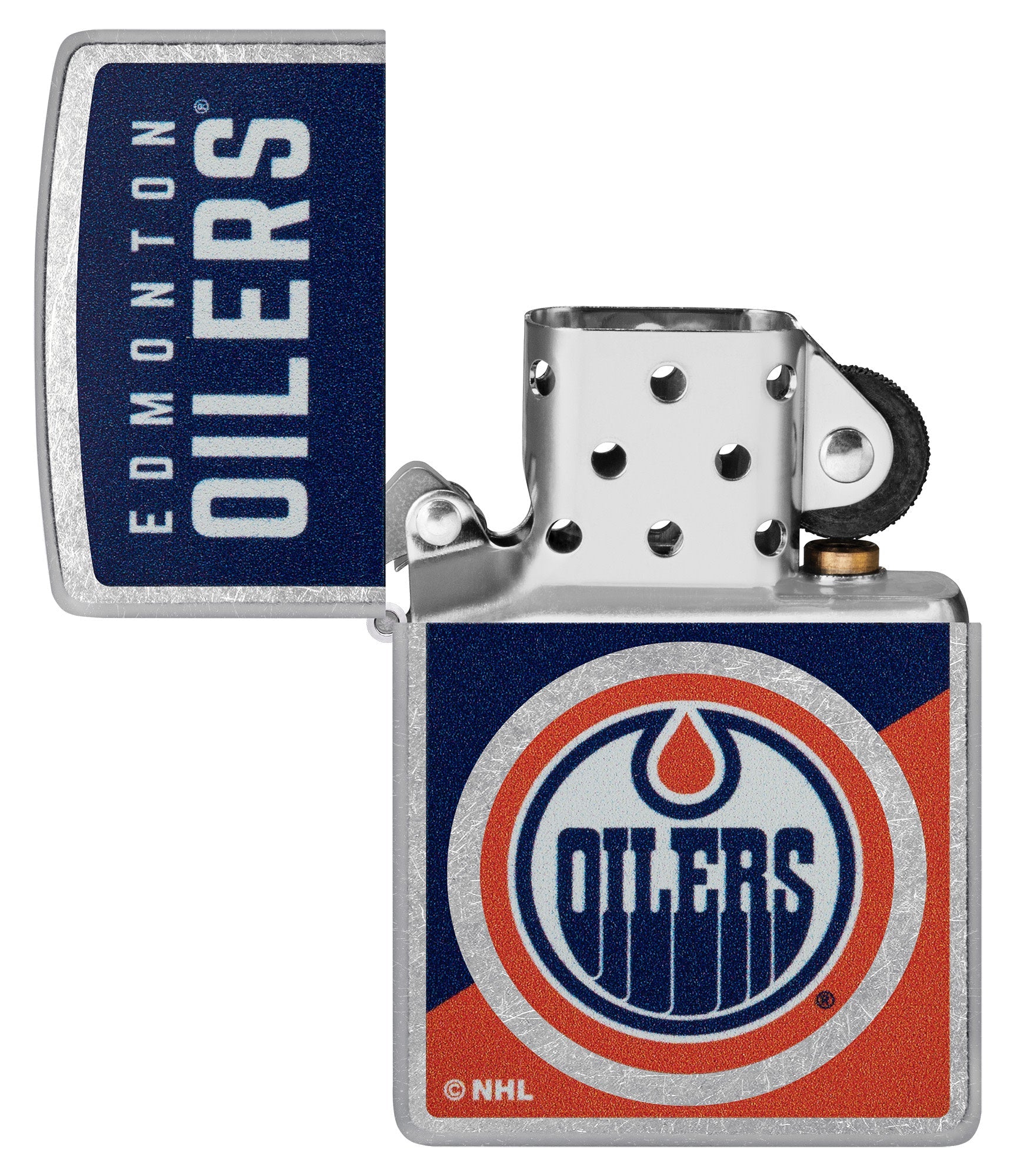 Zippo NHL® Edmonton Oilers® Colorblock Logo Design Street Chrome™ Windproof Lighter