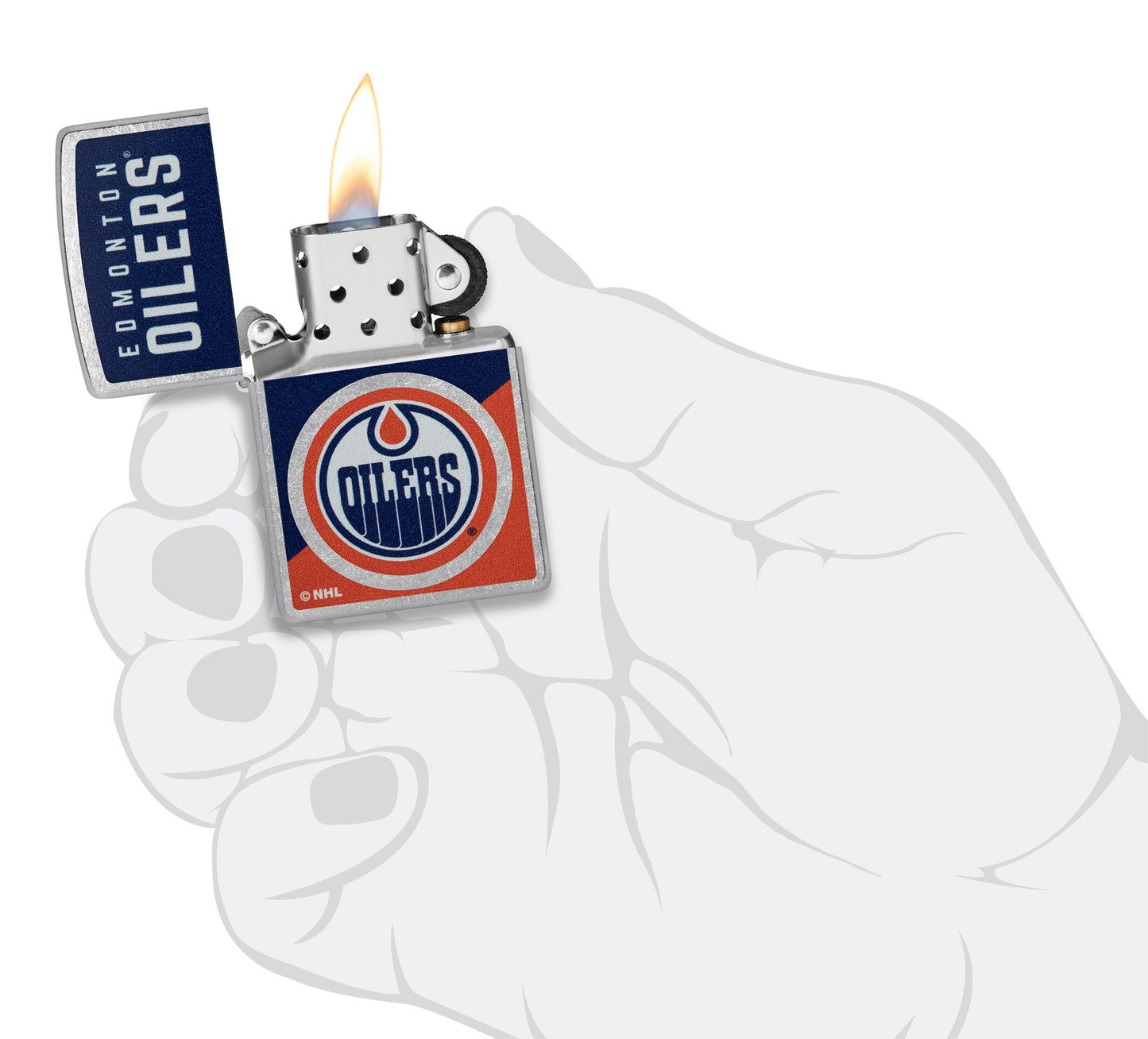 Zippo NHL® Edmonton Oilers® Colorblock Logo Design Street Chrome™ Windproof Lighter