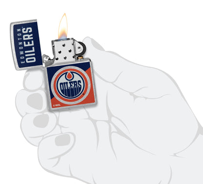 Zippo NHL® Edmonton Oilers® Colorblock Logo Design Street Chrome™ Windproof Lighter