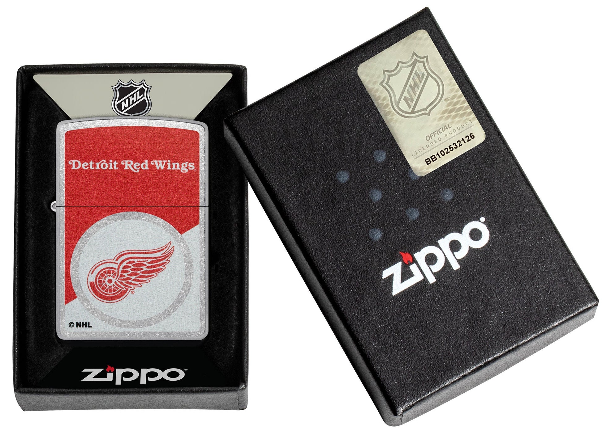 Zippo NHL® Detroit Red Wings® Colorblock Logo Design Street Chrome™ Windproof Lighter