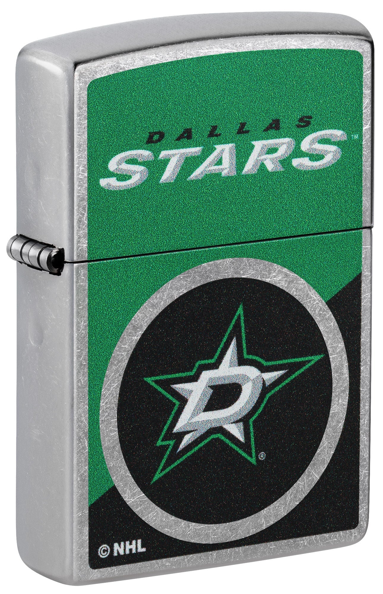 Zippo NHL® Dallas Stars™ Colorblock Logo Design Street Chrome™ Windproof Lighter