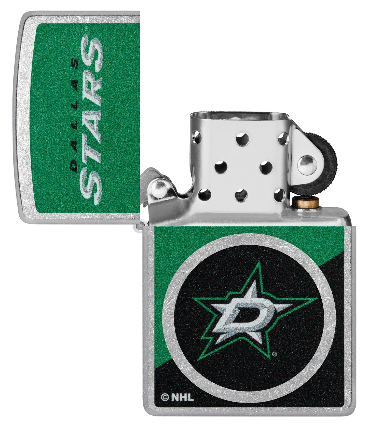 Zippo NHL® Dallas Stars™ Colorblock Logo Design Street Chrome™ Windproof Lighter