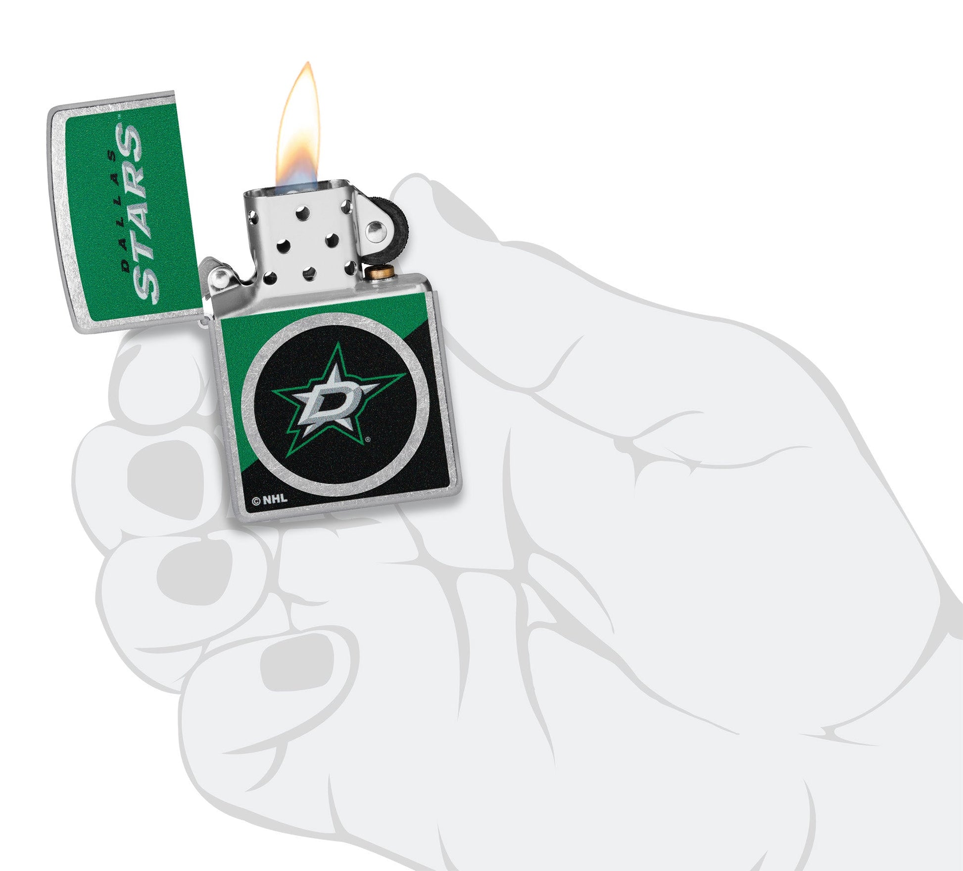 Zippo NHL® Dallas Stars™ Colorblock Logo Design Street Chrome™ Windproof Lighter