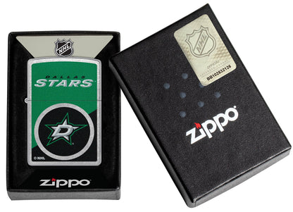 Zippo NHL® Dallas Stars™ Colorblock Logo Design Street Chrome™ Windproof Lighter