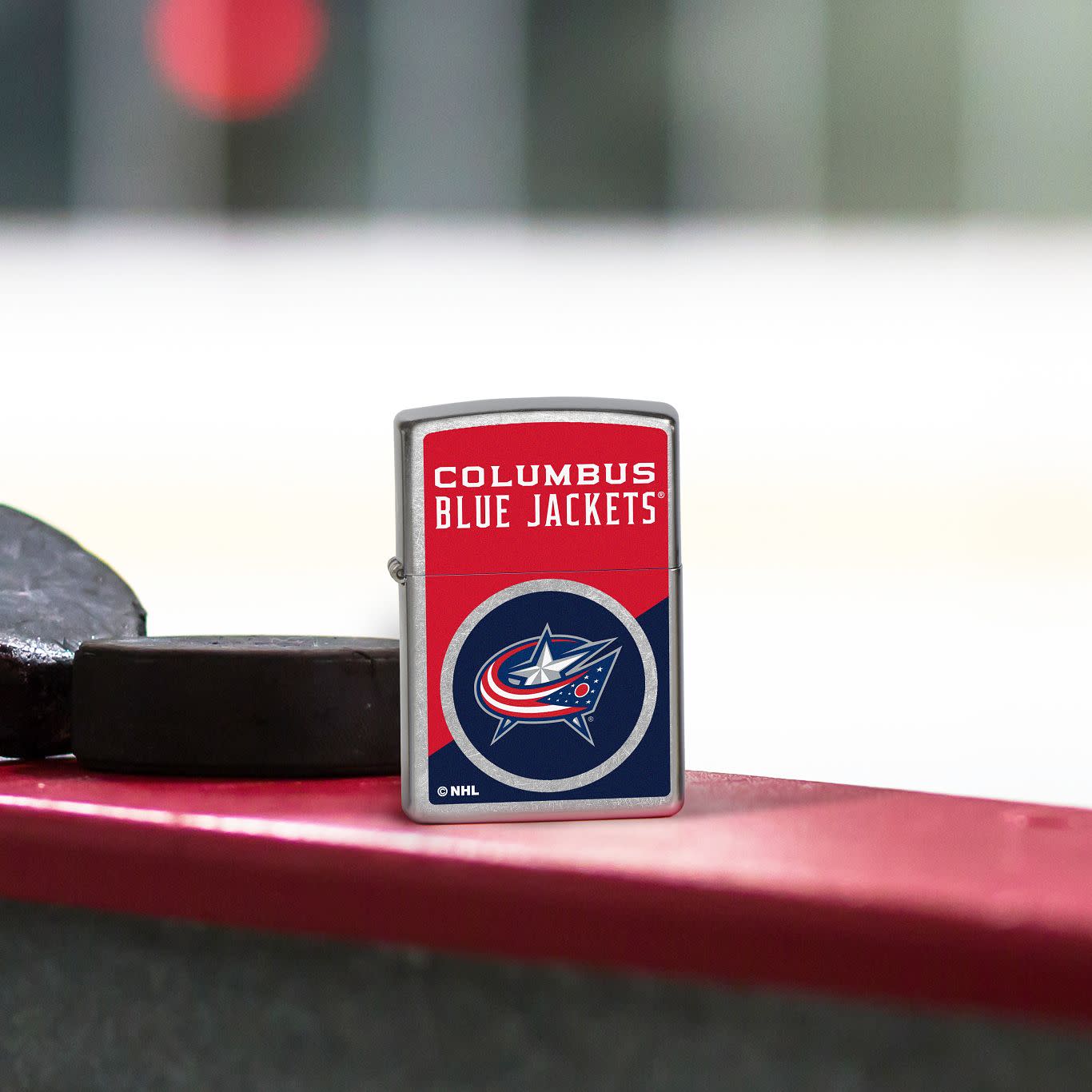 Zippo NHL® Columbus Blue Jackets® Colorblock Logo Design Street Chrome™ Windproof Lighter