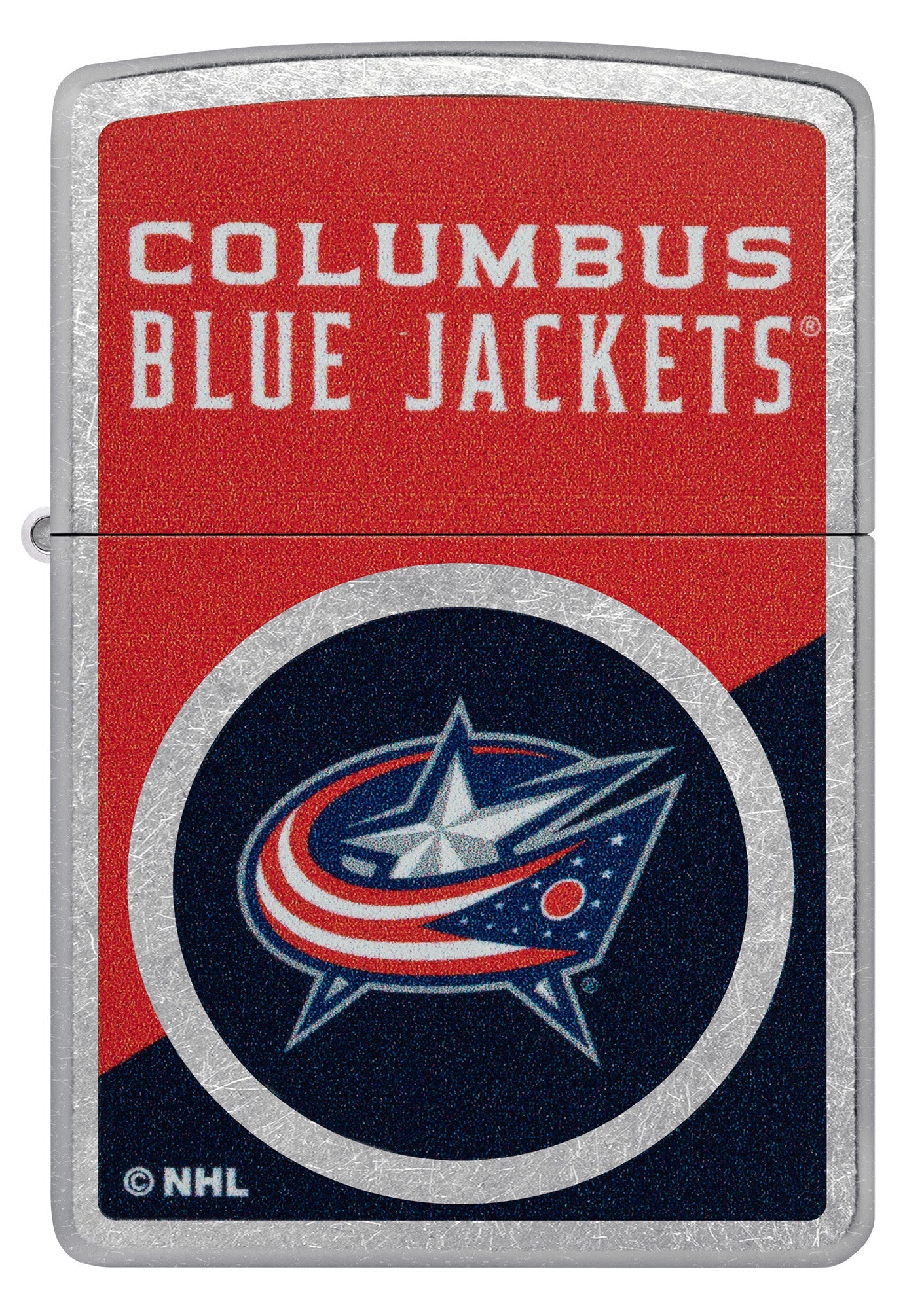 Zippo NHL® Columbus Blue Jackets® Colorblock Logo Design Street Chrome™ Windproof Lighter