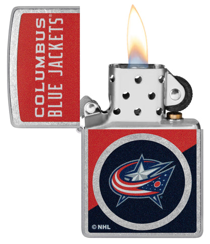 Zippo NHL® Columbus Blue Jackets® Colorblock Logo Design Street Chrome™ Windproof Lighter