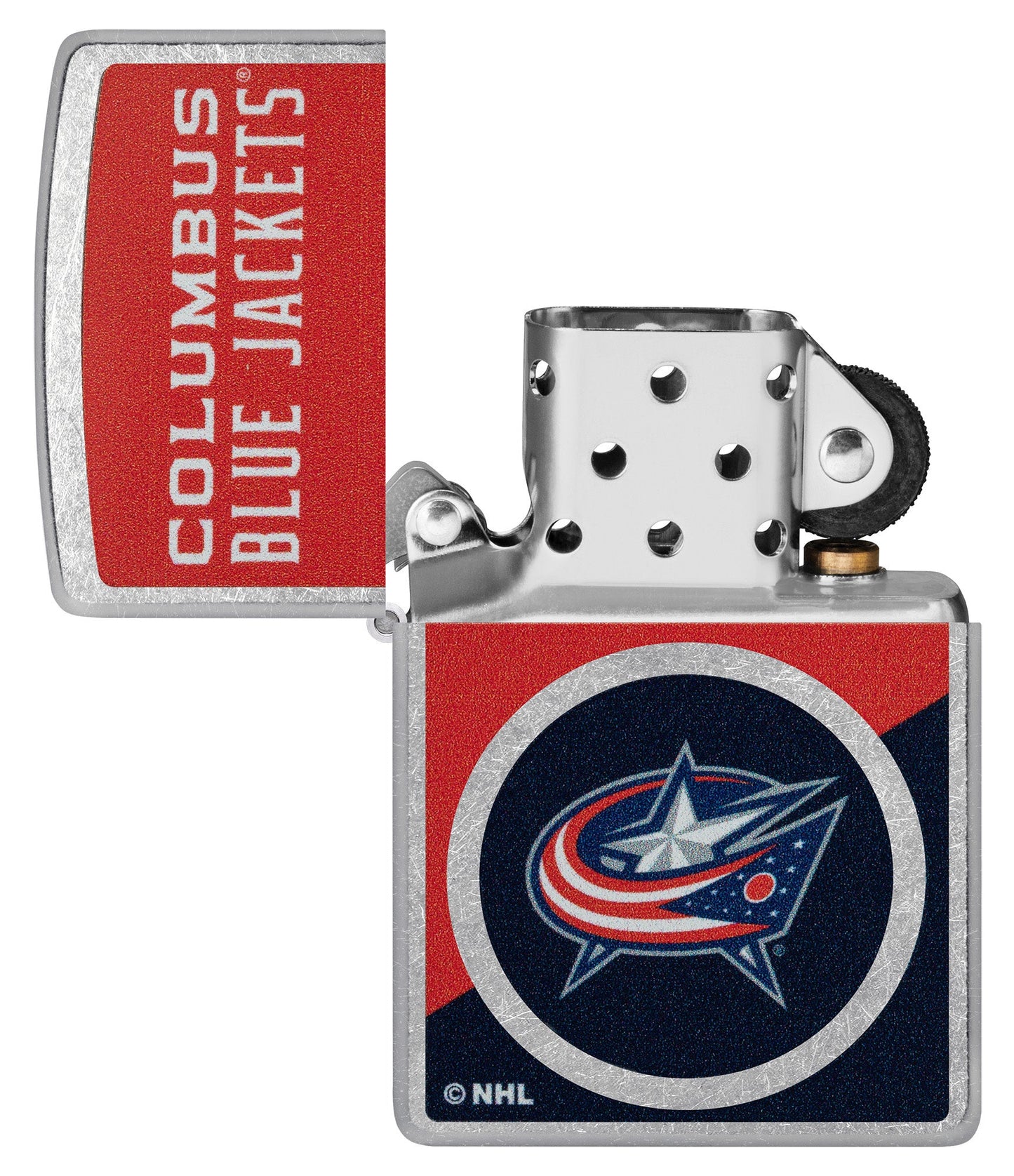 Zippo NHL® Columbus Blue Jackets® Colorblock Logo Design Street Chrome™ Windproof Lighter