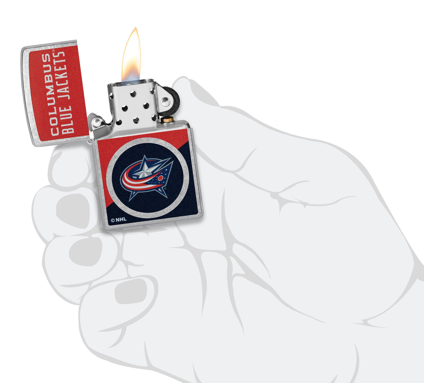 Zippo NHL® Columbus Blue Jackets® Colorblock Logo Design Street Chrome™ Windproof Lighter