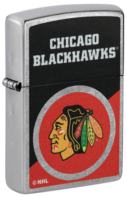 Zippo NHL® Chicago Blackhawks® Colorblock Logo Design Street Chrome™ Windproof Lighter