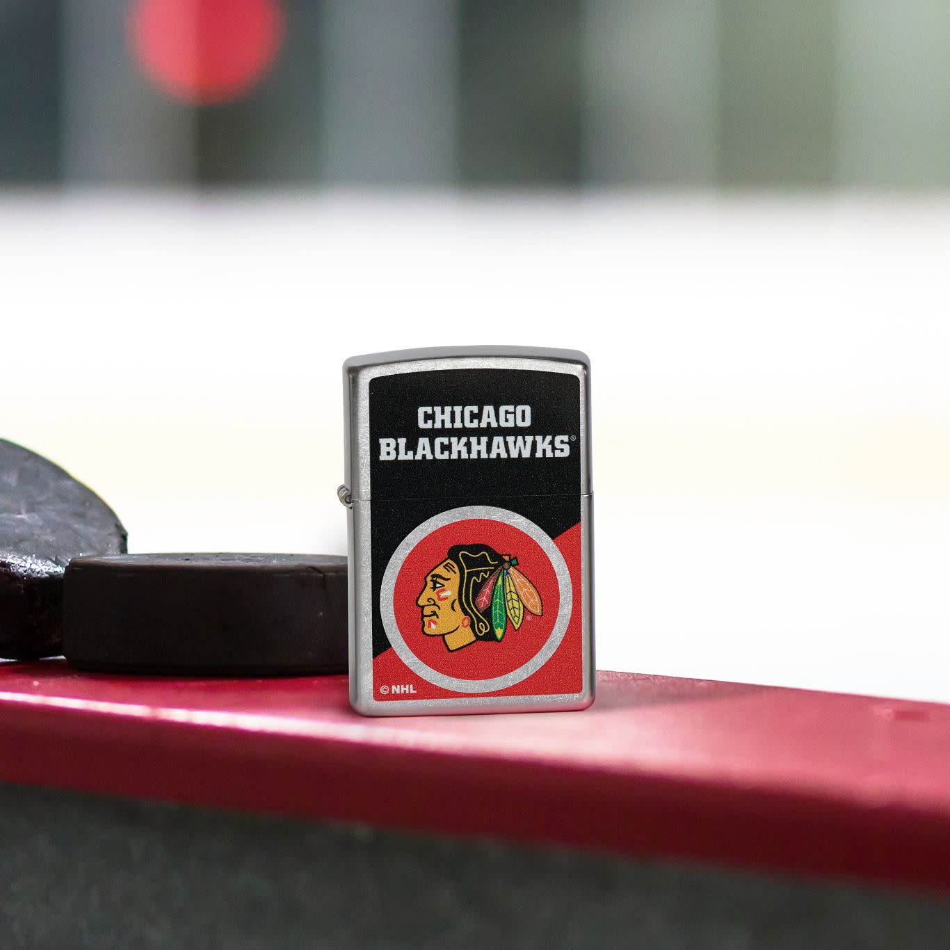 Zippo NHL® Chicago Blackhawks® Colorblock Logo Design Street Chrome™ Windproof Lighter