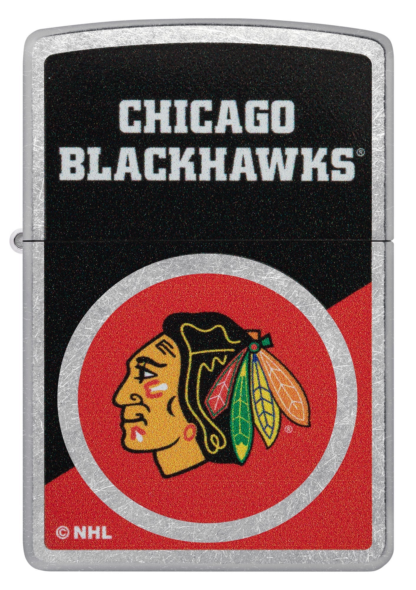 Zippo NHL® Chicago Blackhawks® Colorblock Logo Design Street Chrome™ Windproof Lighter