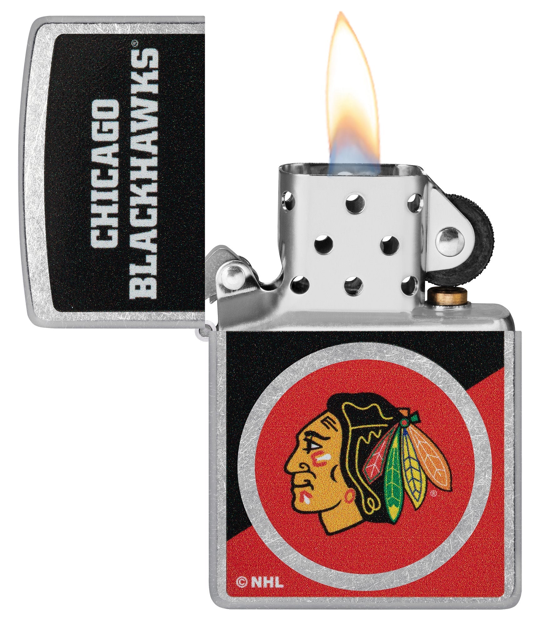 Zippo NHL® Chicago Blackhawks® Colorblock Logo Design Street Chrome™ Windproof Lighter