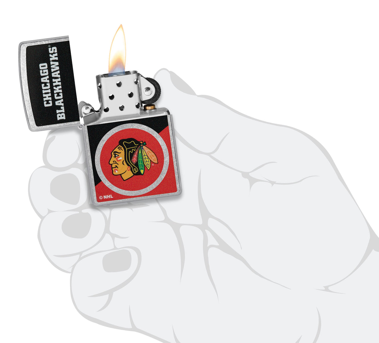 Zippo NHL® Chicago Blackhawks® Colorblock Logo Design Street Chrome™ Windproof Lighter