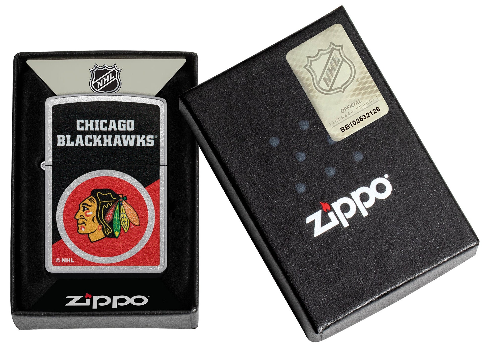 Zippo NHL® Chicago Blackhawks® Colorblock Logo Design Street Chrome™ Windproof Lighter