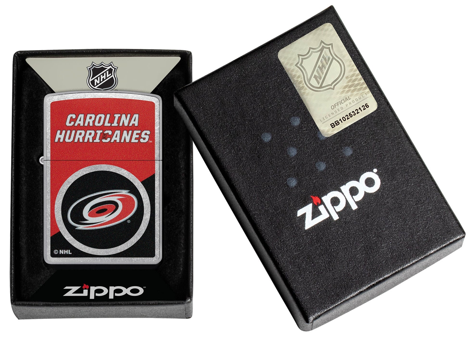 Zippo NHL® Carolina Hurricanes® Colorblock Logo Design Street Chrome™ Windproof Lighter