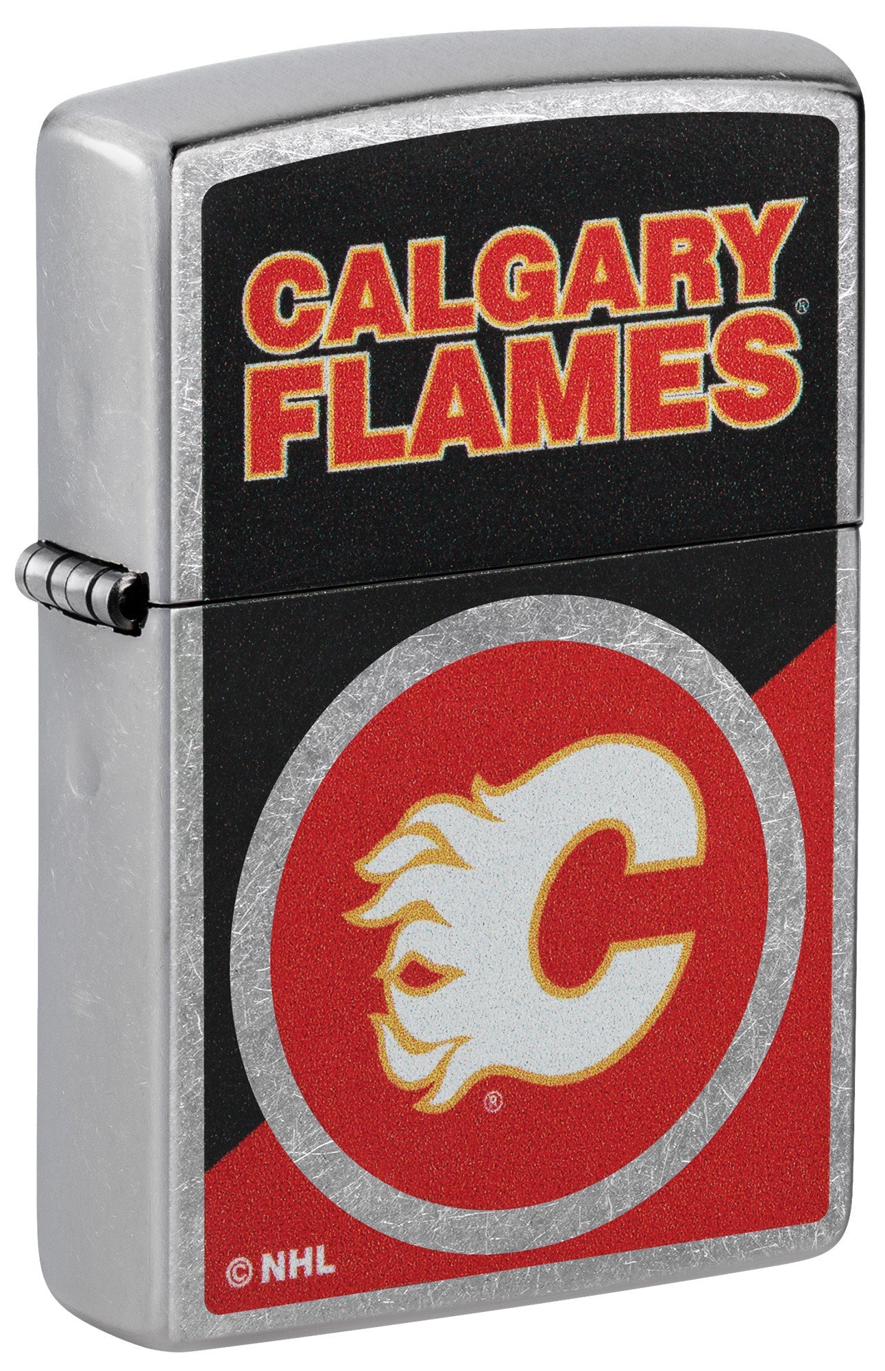 Zippo NHL® Calgary Flames® Colorblock Logo Design Street Chrome™ Windproof Lighter