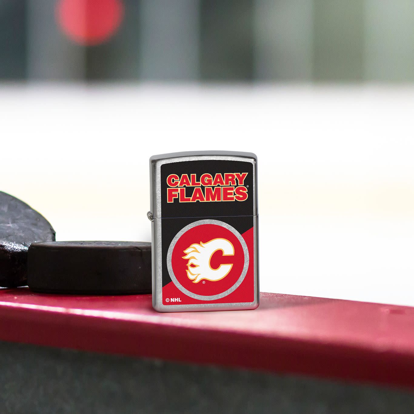 Zippo NHL® Calgary Flames® Colorblock Logo Design Street Chrome™ Windproof Lighter