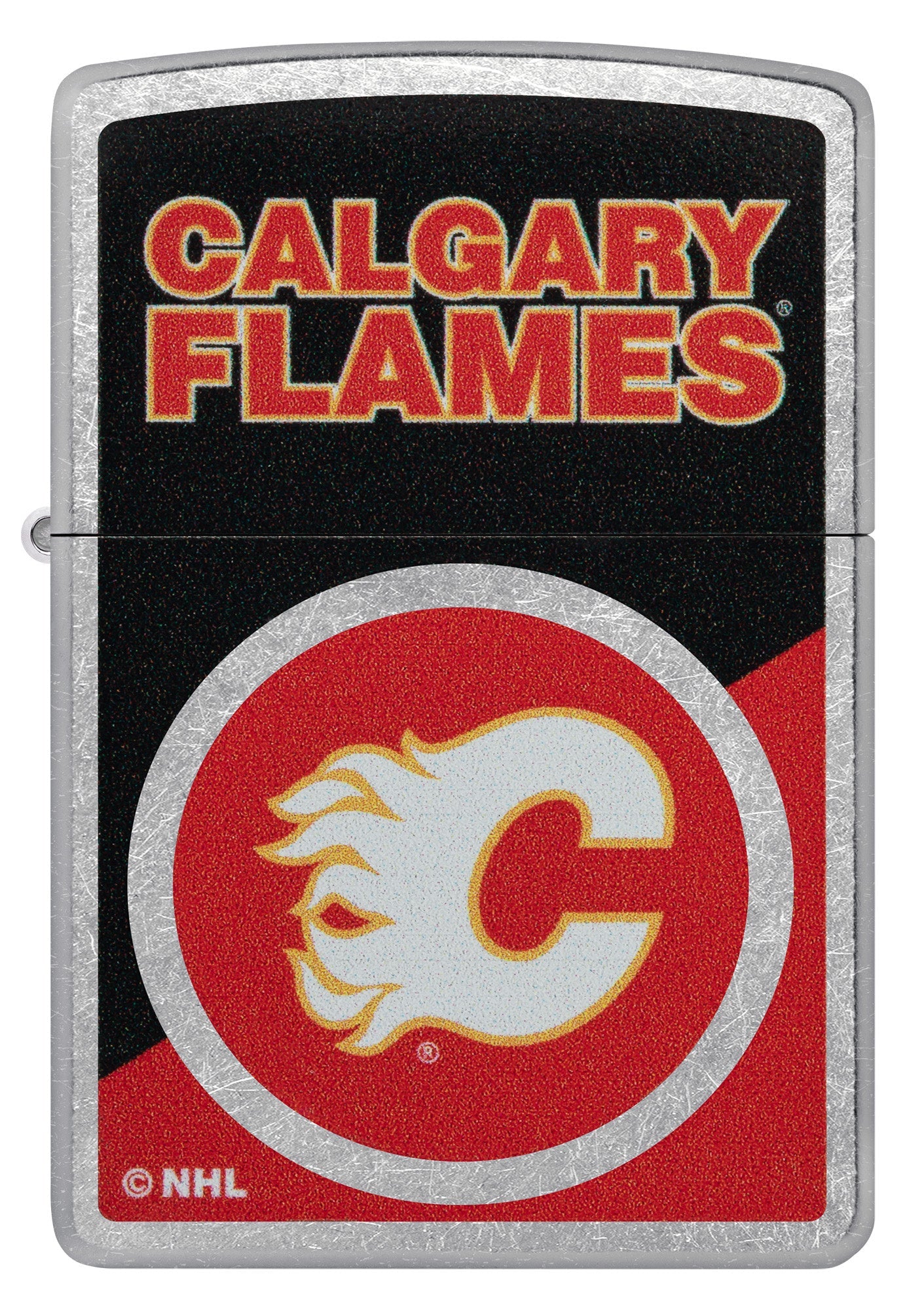 Zippo NHL® Calgary Flames® Colorblock Logo Design Street Chrome™ Windproof Lighter