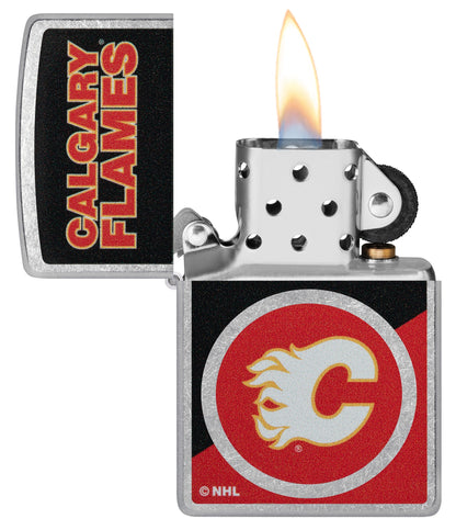 Zippo NHL® Calgary Flames® Colorblock Logo Design Street Chrome™ Windproof Lighter