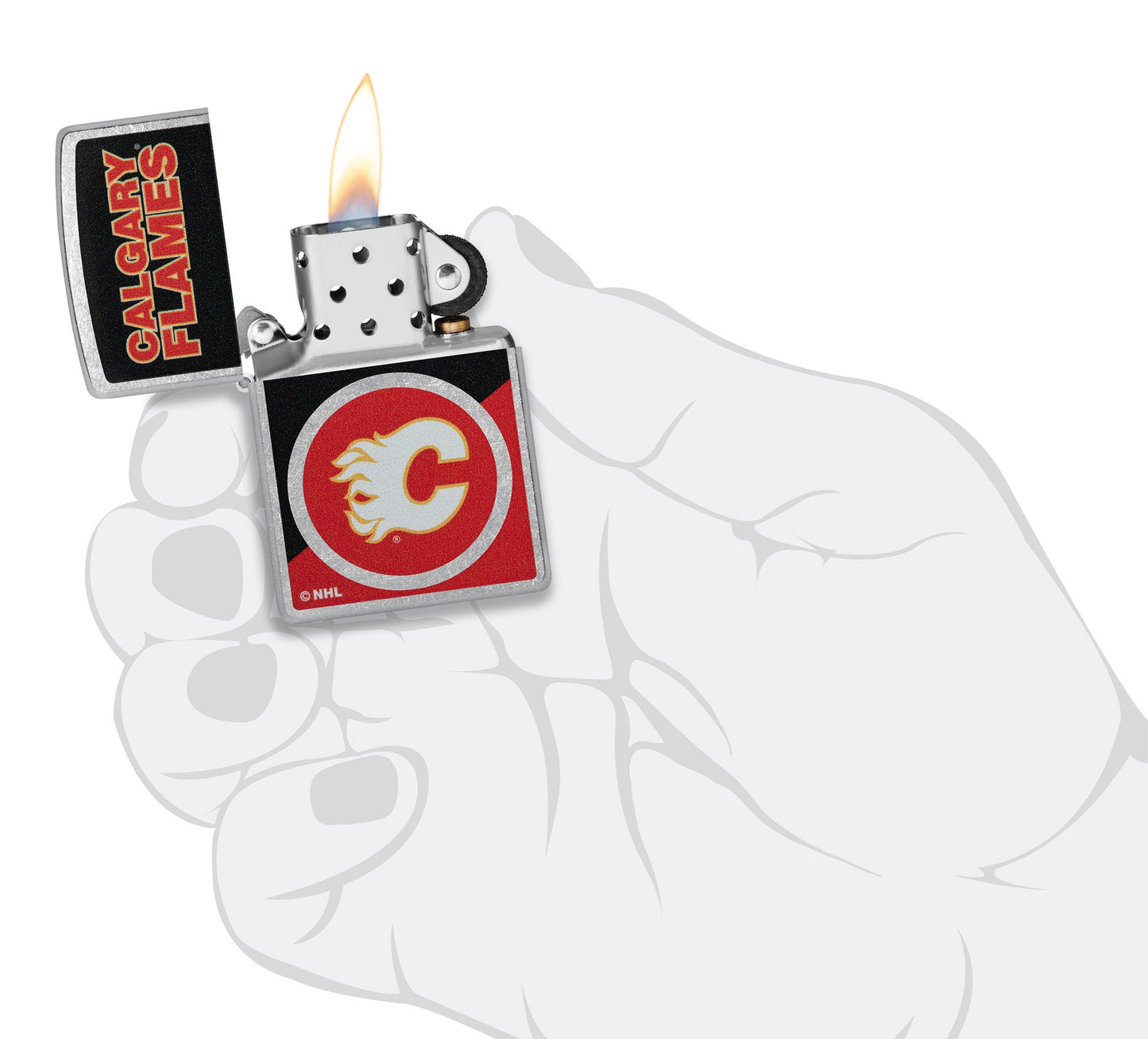 Zippo NHL® Calgary Flames® Colorblock Logo Design Street Chrome™ Windproof Lighter