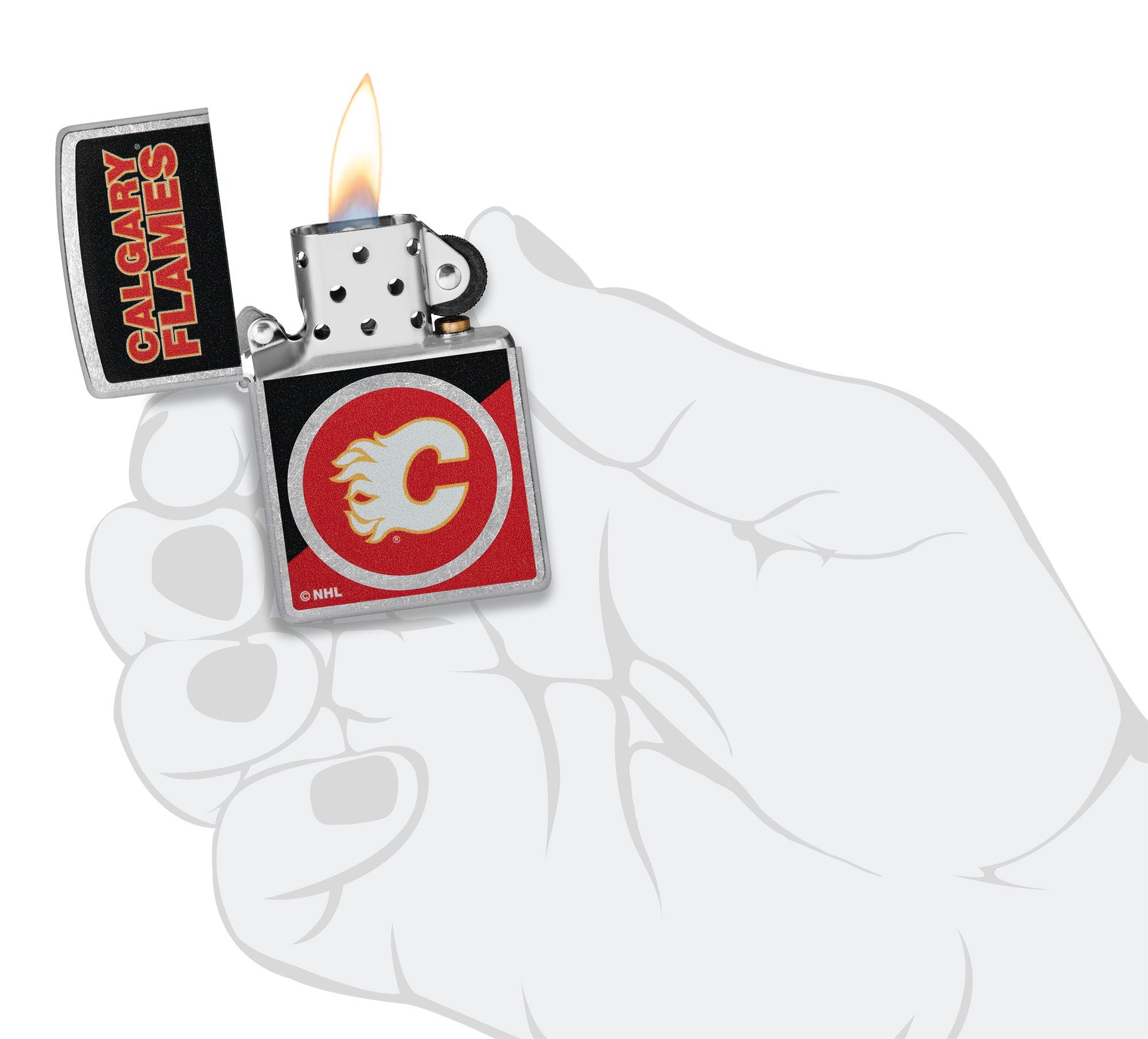 Zippo NHL® Calgary Flames® Colorblock Logo Design Street Chrome™ Windproof Lighter