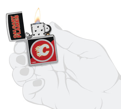 Zippo NHL® Calgary Flames® Colorblock Logo Design Street Chrome™ Windproof Lighter