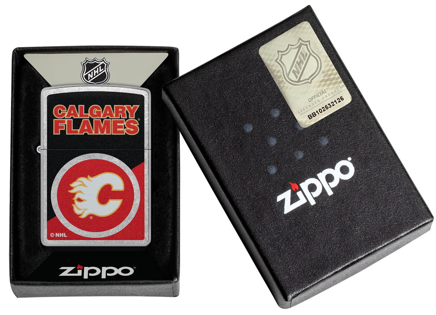 Zippo NHL® Calgary Flames® Colorblock Logo Design Street Chrome™ Windproof Lighter