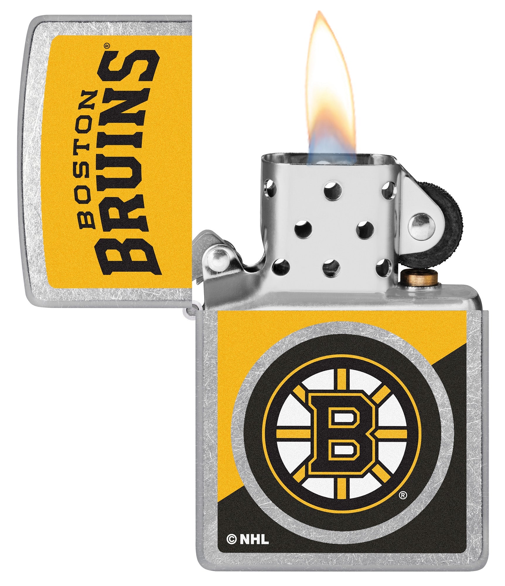 Zippo NHL® Boston Bruins® Colorblock Logo Design Street Chrome™ Windproof Lighter