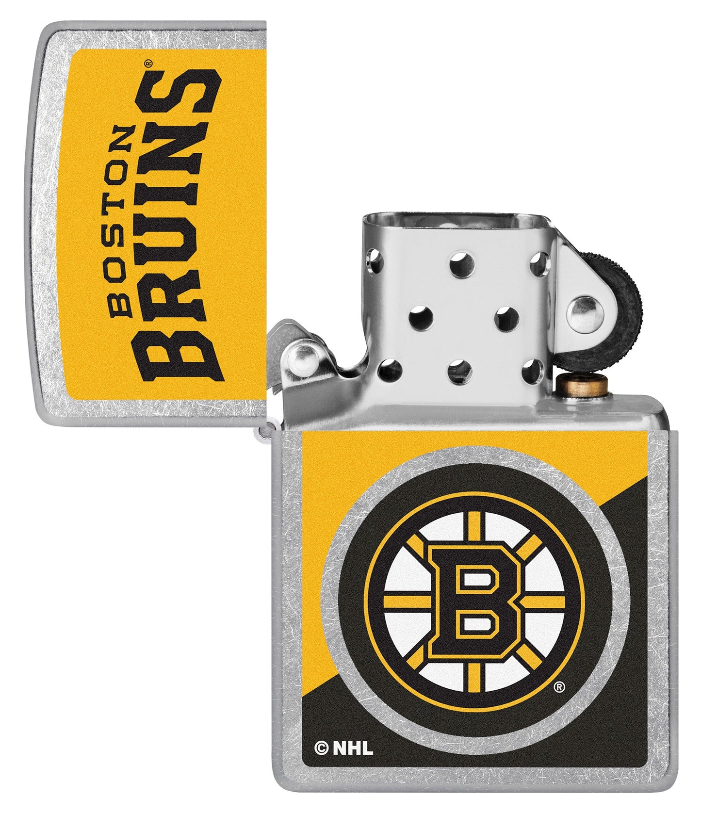 Zippo NHL® Boston Bruins® Colorblock Logo Design Street Chrome™ Windproof Lighter