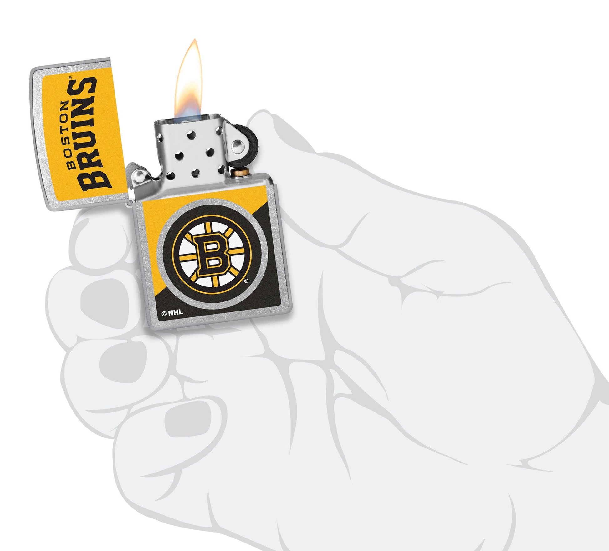 Zippo NHL® Boston Bruins® Colorblock Logo Design Street Chrome™ Windproof Lighter