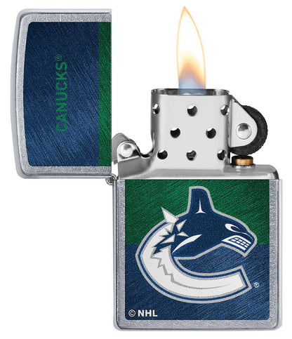 Zippo Vancouver Canucks® Icon Design Street Chrome Windproof Lighter