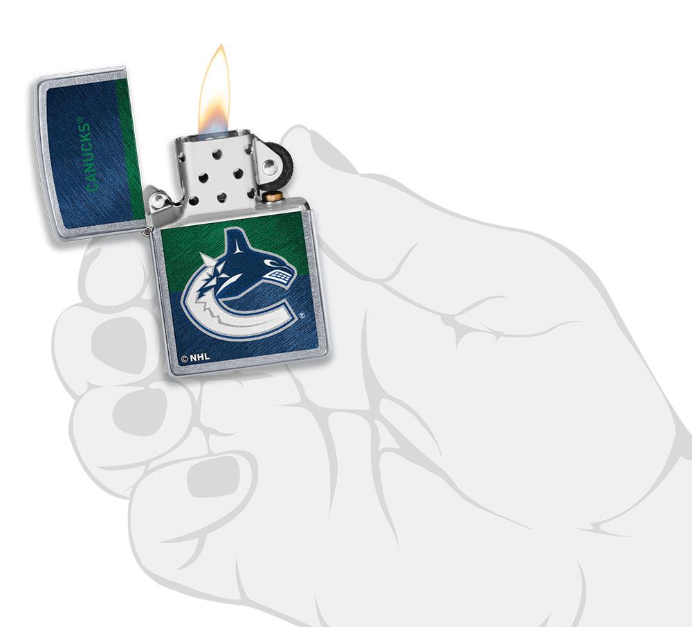 Zippo Vancouver Canucks® Icon Design Street Chrome Windproof Lighter