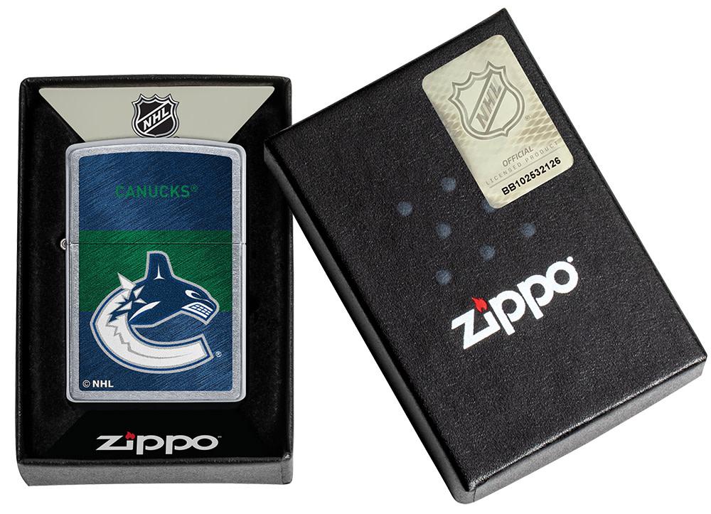 Zippo Vancouver Canucks® Icon Design Street Chrome Windproof Lighter