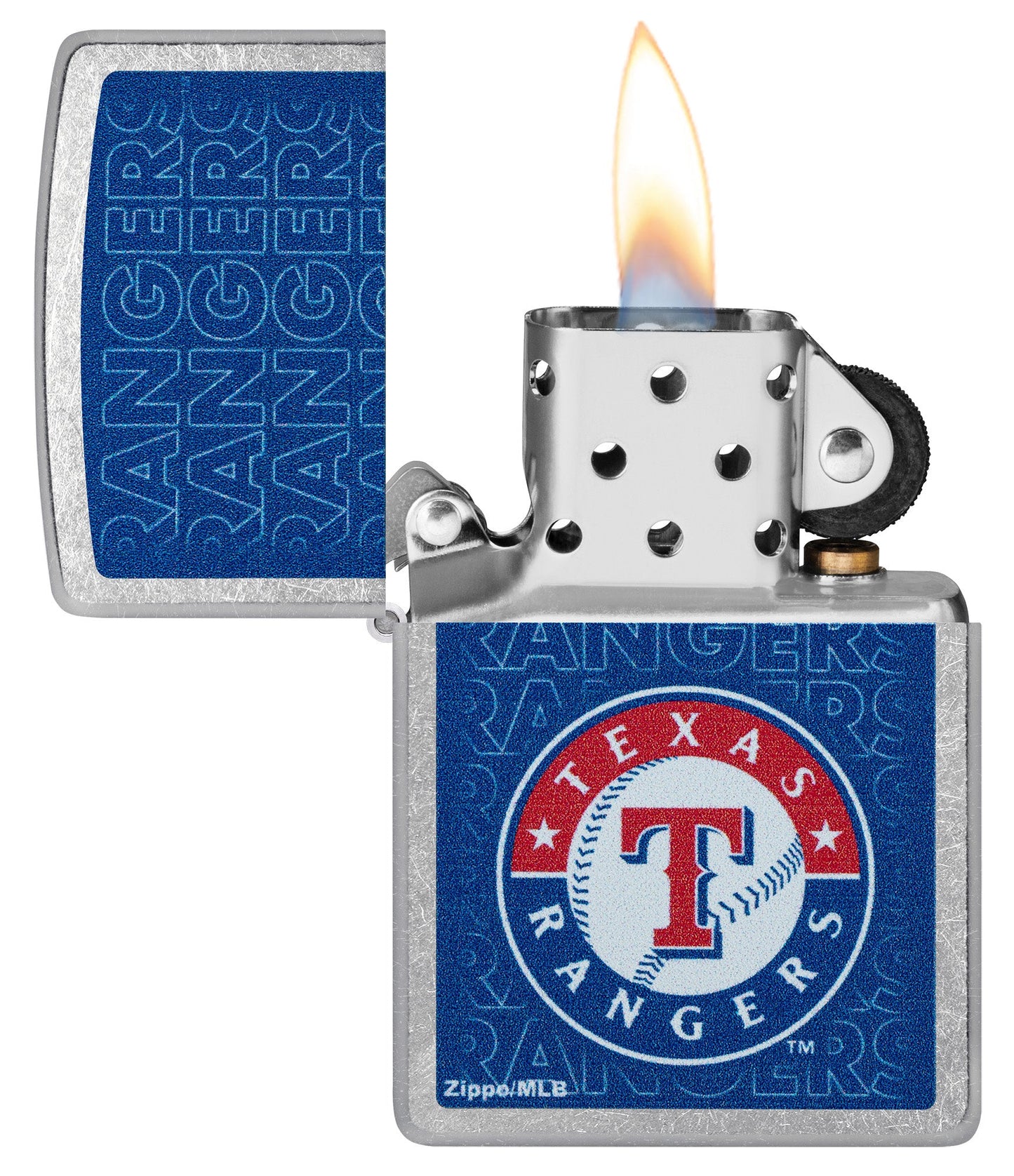 Zippo MLB® Texas Rangers™ Logo Design Street Chrome Windproof Lighter