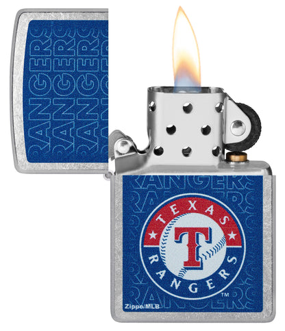Zippo MLB® Texas Rangers™ Logo Design Street Chrome Windproof Lighter