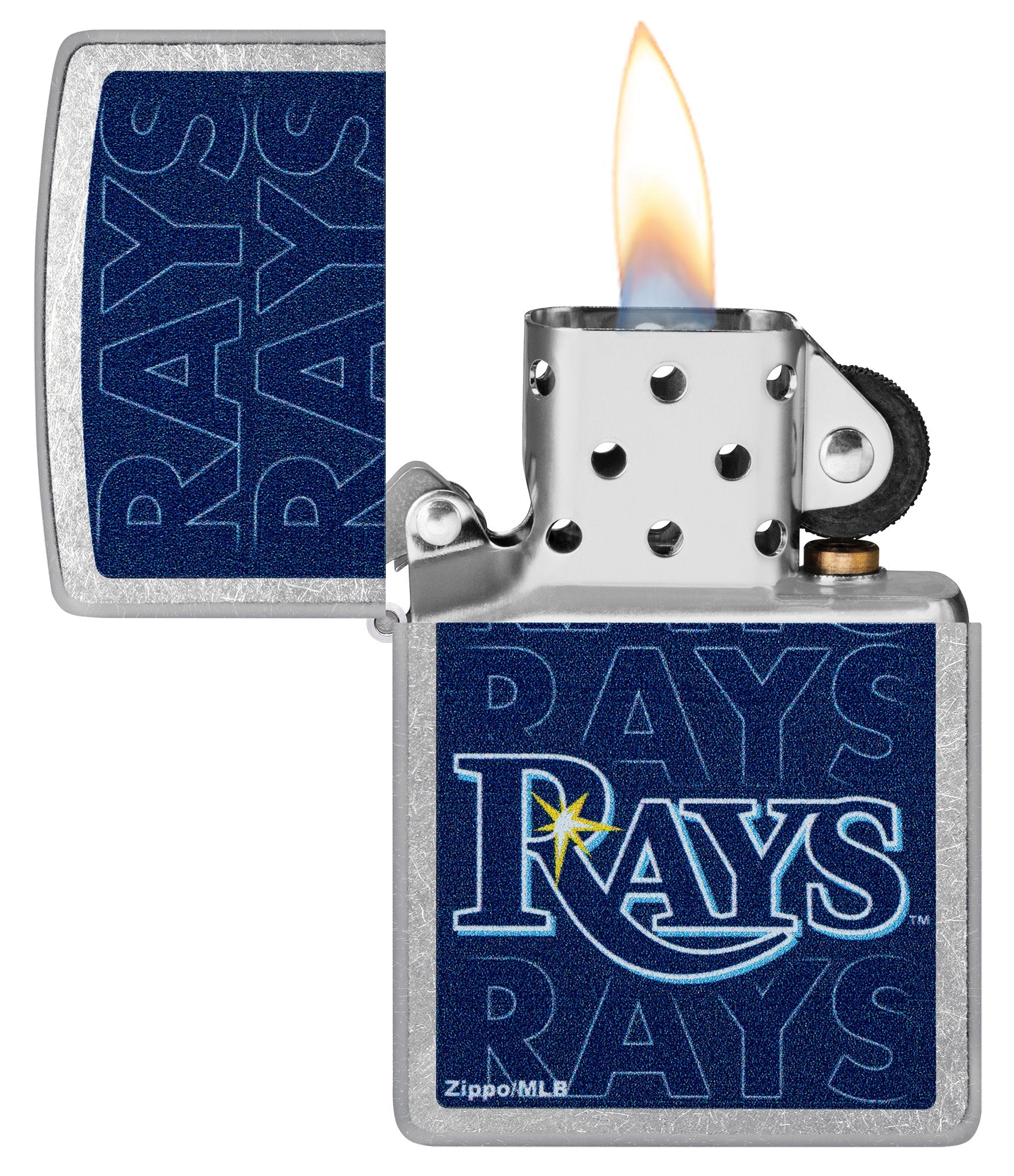 Zippo MLB® Tampa Bay Rays™ Logo Design Street Chrome Windproof Lighter