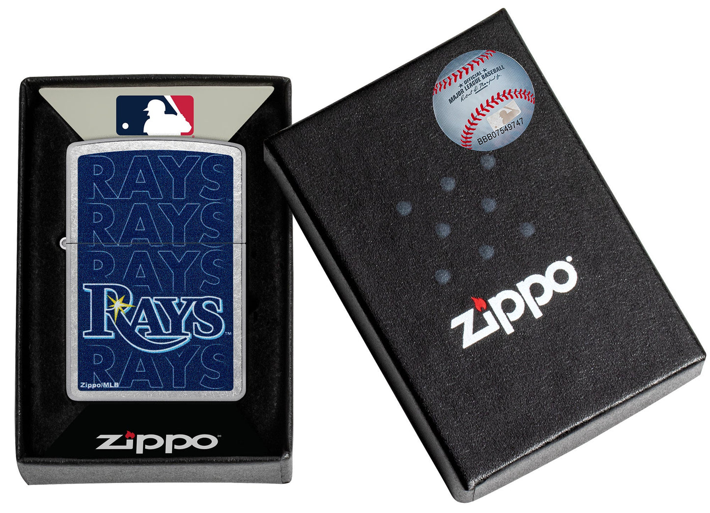 Zippo MLB® Tampa Bay Rays™ Logo Design Street Chrome Windproof Lighter