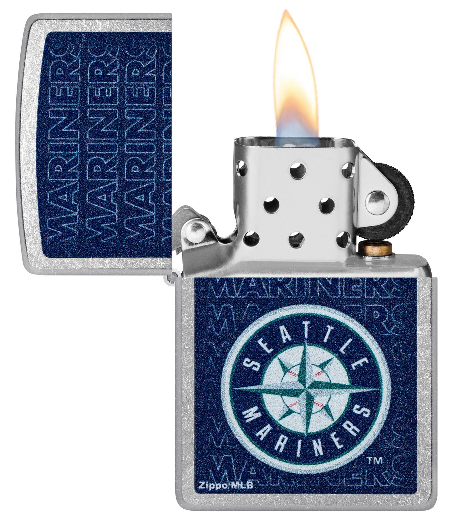 Zippo MLB® Seattle Mariners™ Logo Design Street Chrome Windproof Lighter