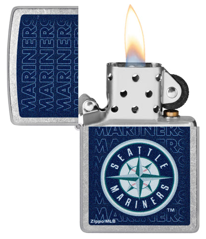 Zippo MLB® Seattle Mariners™ Logo Design Street Chrome Windproof Lighter