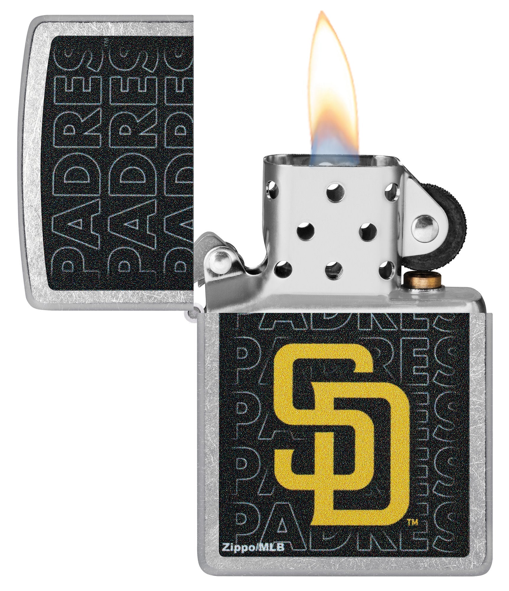 Zippo MLB® San Diego Padres™ Logo Design Street Chrome Windproof Lighter